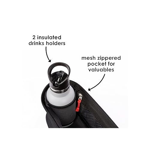  Diono Buggy Buddy Universal Stroller Organizer with Cup Holders, Secure Attachment, Zippered Pockets, Safe & Secure, Black