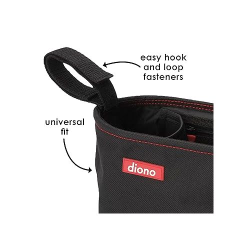  Diono Buggy Buddy Universal Stroller Organizer with Cup Holders, Secure Attachment, Zippered Pockets, Safe & Secure, Black