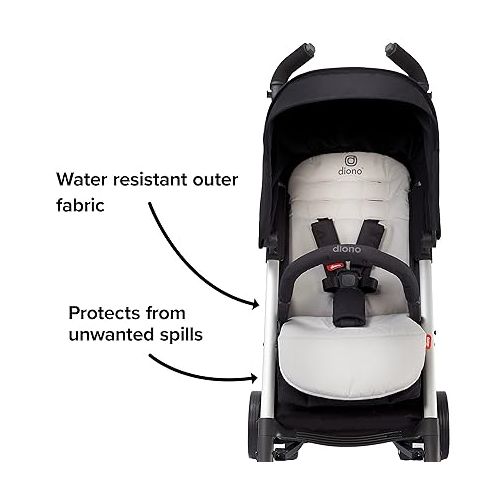  Diono Baby Seat Liner for Stroller, Cool Reversible Stroller Seat Liner with Plush Cushioned Padding, 100% Water Resistant Liner, Gray Dark