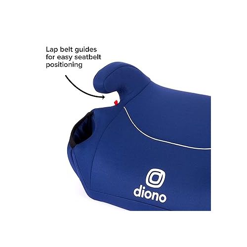  Diono Solana 2022, No Latch, Single Backless Booster Car Seat, Lightweight, Machine Washable Covers, Cup Holders, Blue