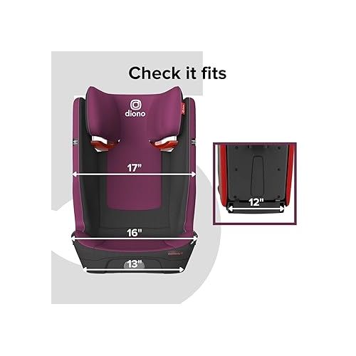  Diono Monterey 5iST FixSafe High Back Booster Car Seat with Expandable Height and Width, Compact Fold to Full Size Booster, Foldable, Portable Booster for Go-Anywhere Travel, Purple Plum