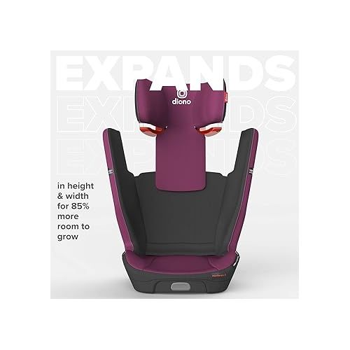  Diono Monterey 5iST FixSafe High Back Booster Car Seat with Expandable Height and Width, Compact Fold to Full Size Booster, Foldable, Portable Booster for Go-Anywhere Travel, Purple Plum