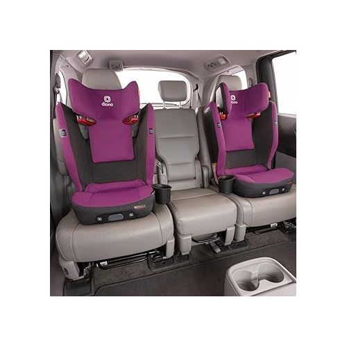  Diono Monterey 5iST FixSafe High Back Booster Car Seat with Expandable Height and Width, Compact Fold to Full Size Booster, Foldable, Portable Booster for Go-Anywhere Travel, Purple Plum