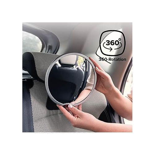  Diono Easy View Baby Car Mirror, Safety Car Seat Mirror for Rear Facing Infant, Fully Adjustable with 360 Rotation, Wide Crystal Clear View, Shatterproof, Crash Tested