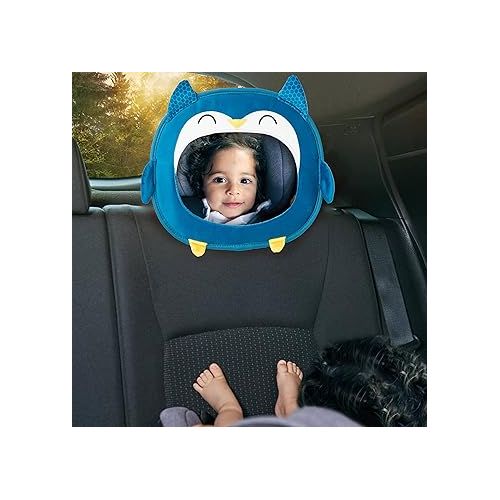  Diono Easy View Owl Character Baby Car Mirror, Safety Car Seat Mirror for Rear Facing Infant, Fully Adjustable, Wide Crystal Clear View, Shatterproof, Crash Tested