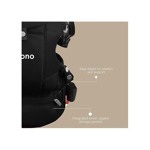  Diono Carus Complete 4-in-1 Baby Carrier with Detachable Backpack, Front Carry & Back Carry, Newborn to Toddler up to 33 lb / 15 kg, Black