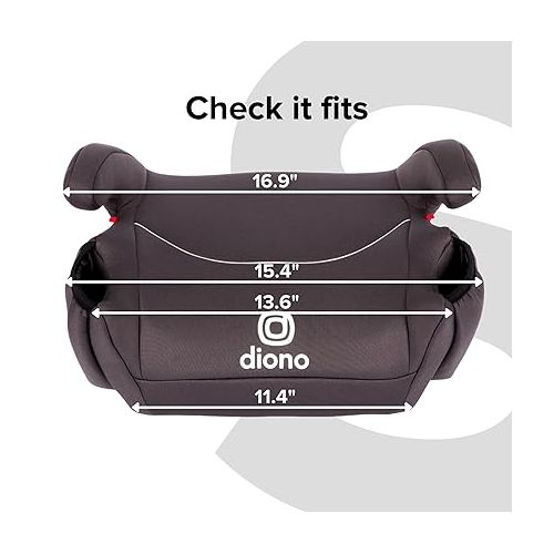  Diono Solana, No Latch, Pack of 2 Backless Booster Car Seats, Lightweight, Machine Washable Covers, Cup Holders, Black
