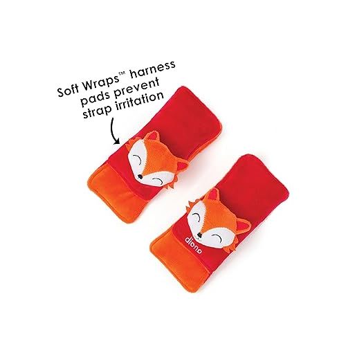 Diono Baby Fox Character Car Seat Straps & Toy, Shoulder Pads for Baby, Infant, Toddler, 2 Pack Soft Seat Belt Cushion and Stroller Harness Covers Helps Prevent Strap Irritation