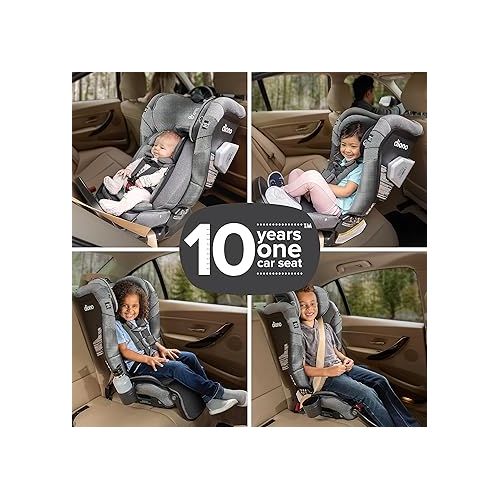  Diono Radian 3QXT+ FirstClass SafePlus 4-in-1 Convertible Car Seat, Rear & Forward Facing, Safe Plus Engineering, 4 Stage Infant Protection, 10 Years 1 Car Seat, Slim Fit 3 Across, Gray Slate