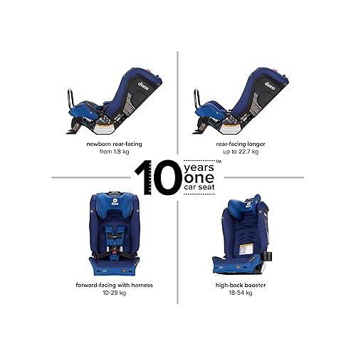  Diono Radian 3RXT SafePlus, 4-in-1 Convertible Car Seat, Rear and Forward Facing, SafePlus Engineering, 3 Stage Infant Protection, 10 Years 1 Car Seat, Slim Fit 3 Across, Blue Sky