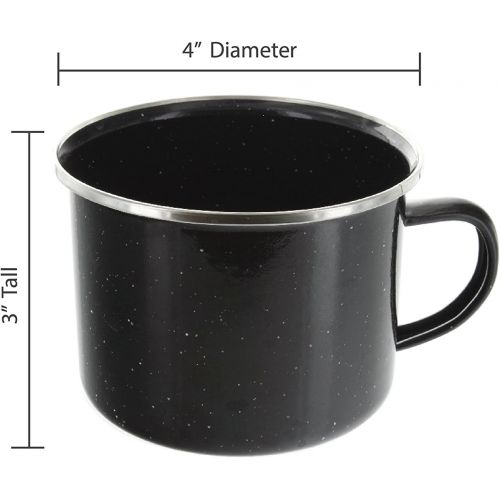  Direct 2 Boater 16 oz Durable Metal Camping Mug with Black Speckled Enamel Finish - 12 Pack
