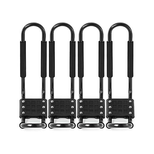  (2 Pairs Universal Kayak Rack for Car Truck SUV - Rooftop Kayak Carrier J-Bar Holder Mount with Tie Down Straps