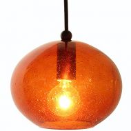 Direct-Lighting DPN-49289-AMBER Oval Shaped Seeded Glass Mini Pendant Light, Amber Glass