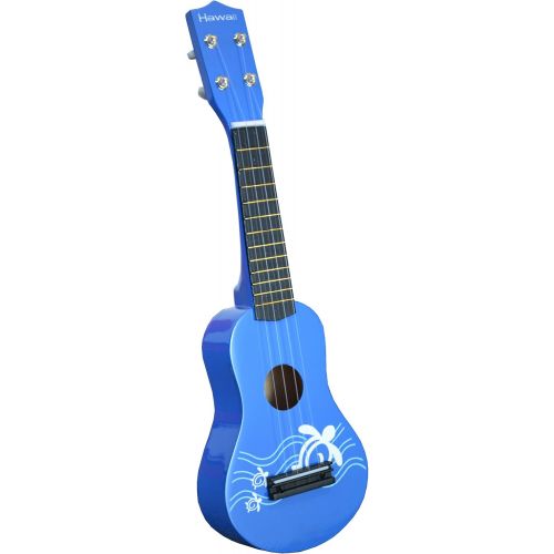  Hawaiian Theme Ukulele - Blue Uke Toy for Kids & DirectlyCheap(TM) Translucent Blue Medium Guitar Pick