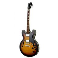 Directly Cheap Premium Full Size Sunburst Electric Semi Hollow Body Jazz Guitar w Tune-O-Matic with Double Humbucker and Free Lessons & DirectlyCheap(TM) Blue Medium Pick
