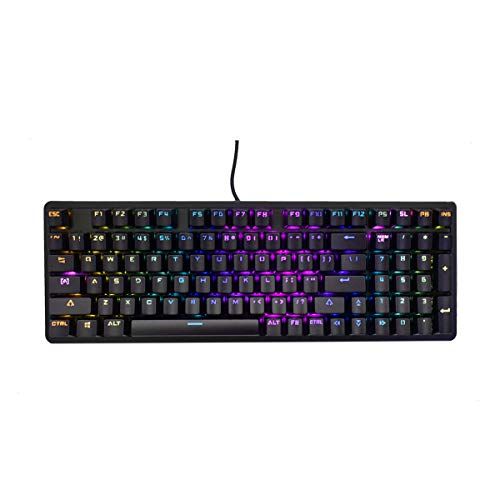  Dirkshop Mechanical Gaming Keyboard Compact 98 Key Mechanical Computer Keyboard -USB Connection Multi-Color Rainbow programmable RGB with Blue Switches,for Windows PC Gamers