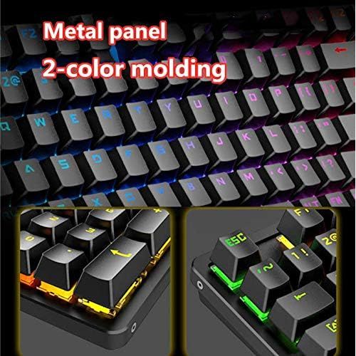  Dirkshop Mechanical Gaming Keyboard Compact 98 Key Mechanical Computer Keyboard -USB Connection Multi-Color Rainbow programmable RGB with Blue Switches,for Windows PC Gamers