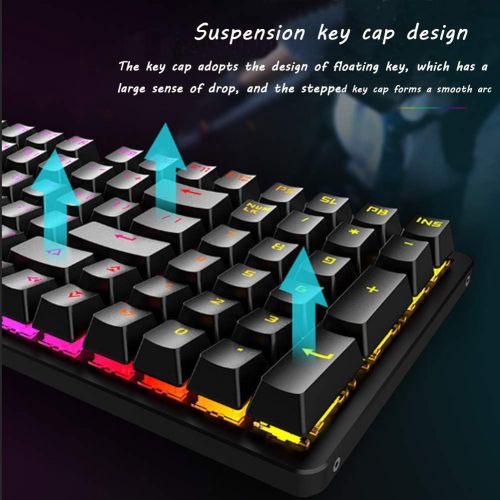  Dirkshop Mechanical Gaming Keyboard Compact 98 Key Mechanical Computer Keyboard -USB Connection Multi-Color Rainbow programmable RGB with Blue Switches,for Windows PC Gamers