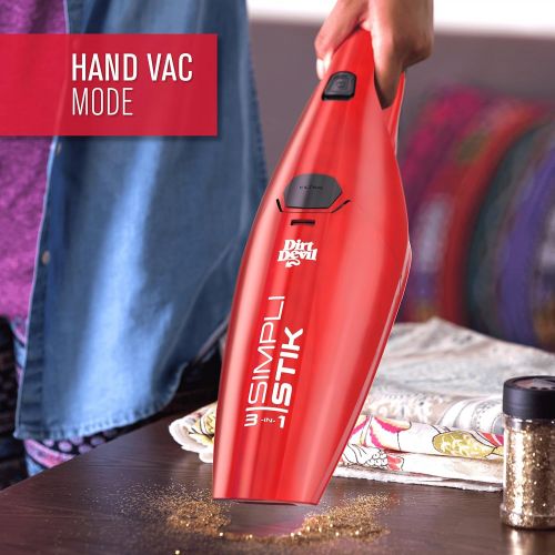  [아마존베스트]Dirt Devil SD20000RED Simpli-Stik Vacuum Cleaner, 3-in-1 Hand and Stick Vac, Small, Lightweight and Bagless, Red