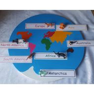 DiscoverMontessori Hand-painted Montessori Inspired Continents Canvas with Animals of the World