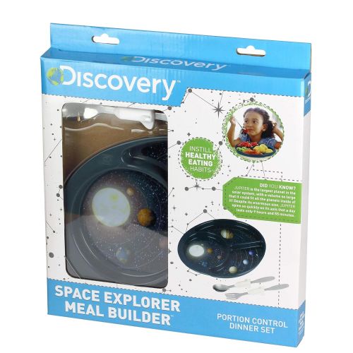  Discovery Earth Mover Meal Builder - 3 Piece Set for Kids & Toddlers - Cosmos Themed Plate, Fork & Spoon - Perfect for All Meals & Snacks - Promotes Portion Control - Dishwasher &