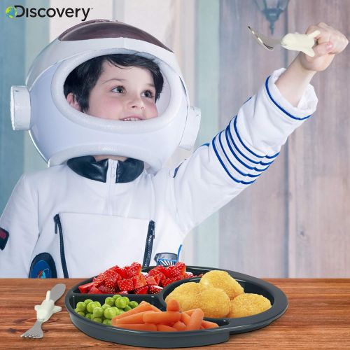  Discovery Earth Mover Meal Builder - 3 Piece Set for Kids & Toddlers - Cosmos Themed Plate, Fork & Spoon - Perfect for All Meals & Snacks - Promotes Portion Control - Dishwasher &