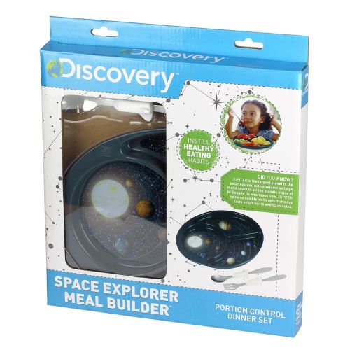  Discovery Earth Mover Meal Builder - 3 Piece Set for Kids & Toddlers - Cosmos Themed Plate, Fork & Spoon - Perfect for All Meals & Snacks - Promotes Portion Control - Dishwasher &