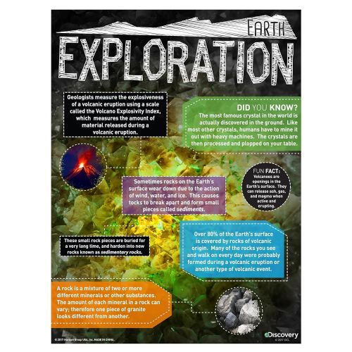  Discovery 3-In-1 Earth Exploration Stem Science Kit by Horizon Group Usa, Grow Colorful Crystals, Excavate & Dig 11 Real Gemstones, Build & Color Your Own Glowing Volcano