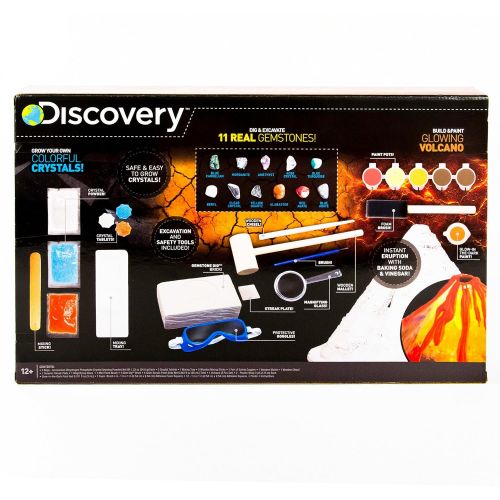  Discovery 3-In-1 Earth Exploration Stem Science Kit by Horizon Group Usa, Grow Colorful Crystals, Excavate & Dig 11 Real Gemstones, Build & Color Your Own Glowing Volcano