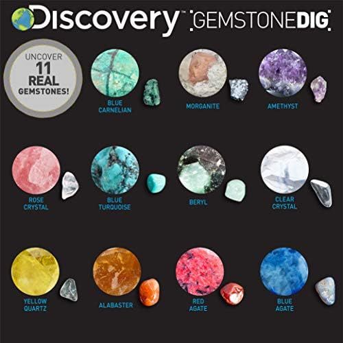  [아마존베스트]Discovery Kids Gemstone Dig Stem Science Kit by Horizon Group USA, Excavate, Dig & Reveal 11 Real Gemstones, Includes Goggles, Excavation Tools, Streak Plate, Magnifying Glass & Mo