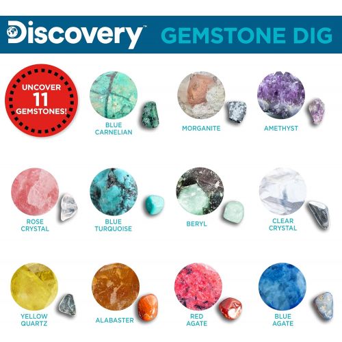  Discovery Kids Gemstone Dig Stem Science Kit by Horizon Group Usa, Excavate, Dig & Reveal 11 Real Gemstones, Includes Goggles, Excavation Tools, Streak Plate, Magnifying Glass & Mo