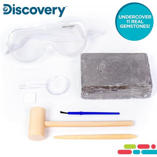  Discovery Kids Gemstone Dig Stem Science Kit by Horizon Group Usa, Excavate, Dig & Reveal 11 Real Gemstones, Includes Goggles, Excavation Tools, Streak Plate, Magnifying Glass & Mo