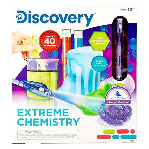  [아마존베스트]Discovery Extreme Chemistry Stem Science Kit by Horizon Group Usa, 40 Fun Experiments, Make Your Own Crystals, DIY Glowing Slime, Fizzy Eruptions, Gooey Worms & More, Multicolor