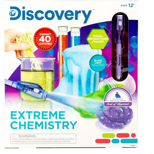  [아마존베스트]Discovery Extreme Chemistry Stem Science Kit by Horizon Group Usa, 40 Fun Experiments, Make Your Own Crystals, DIY Glowing Slime, Fizzy Eruptions, Gooey Worms & More, Multicolor