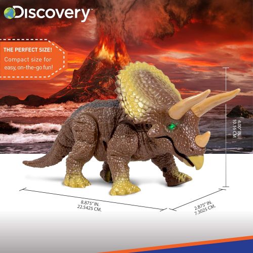  [아마존 핫딜] [아마존핫딜]Discovery Kids RC Triceratops, LED Infrared Remote Control Dinosaur, Built-in Speakers W/ Digital Sound Effects, 8.75 Long, Includes Glowing Eyes, Life-Like Motion, A Great Toy for