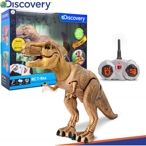  [아마존 핫딜] [아마존핫딜]Discovery Kids Remote Control RC T Rex Dinosaur Electronic Toy Action Figure Moving & Walking Robot w/ Roaring Sounds & Chomping Mouth, Realistic Plastic Model, Boys & Girls 6 Year