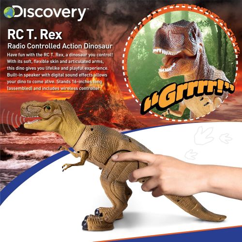 [아마존 핫딜] [아마존핫딜]Discovery Kids Remote Control RC T Rex Dinosaur Electronic Toy Action Figure Moving & Walking Robot w/ Roaring Sounds & Chomping Mouth, Realistic Plastic Model, Boys & Girls 6 Year
