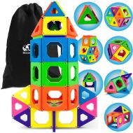 [아마존핫딜][아마존 핫딜] Amazon Discovery Kids 50 Piece Magnetic Building Tiles Set, Magnet Blocks 50pcs Construction Kit in 6 Colors, Creativity STEM Toy for Preschool Toddlers, Kids, Girls, Boys w/ Storage Bag