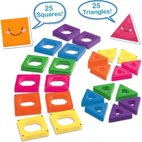  [아마존핫딜][아마존 핫딜] Amazon Discovery Kids 50 Piece Magnetic Building Tiles Set, Magnet Blocks 50pcs Construction Kit in 6 Colors, Creativity STEM Toy for Preschool Toddlers, Kids, Girls, Boys w/ Storage Bag