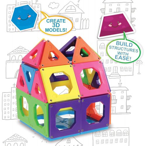  [아마존핫딜][아마존 핫딜] Amazon Discovery Kids 50 Piece Magnetic Building Tiles Set, Magnet Blocks 50pcs Construction Kit in 6 Colors, Creativity STEM Toy for Preschool Toddlers, Kids, Girls, Boys w/ Storage Bag