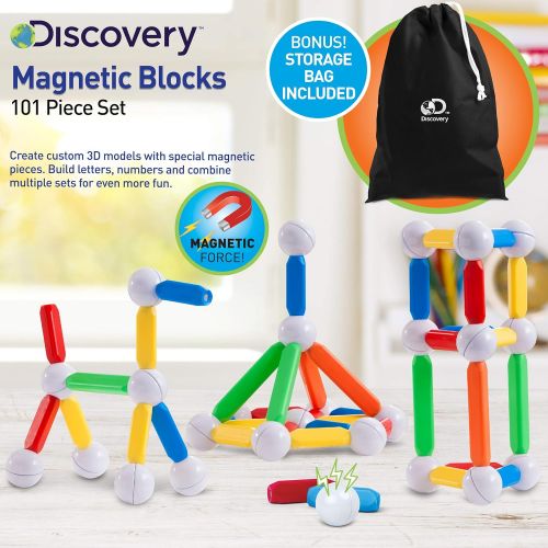  [아마존핫딜][아마존 핫딜] Discovery Kids 101 Piece Set 101pcs Magnetic Building Blocks, STEM Play Set Toy for his and her 5 6 7+ plus Year Old Boys and Girls, Best Learning Educational Construction Playboar