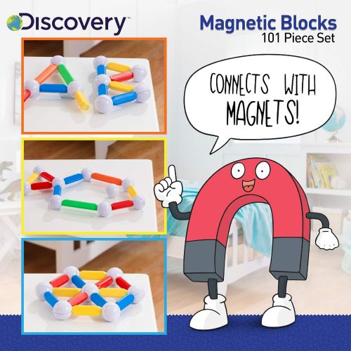  [아마존핫딜][아마존 핫딜] Discovery Kids 101 Piece Set 101pcs Magnetic Building Blocks, STEM Play Set Toy for his and her 5 6 7+ plus Year Old Boys and Girls, Best Learning Educational Construction Playboar