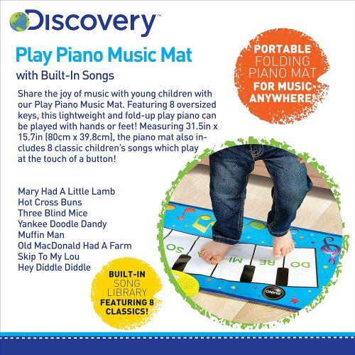  [아마존베스트]Discovery Kids Play Piano Keyboard Music Mat w/ Built-in Children’s Songs and Memory Playback, Fold Up/Rollup Floor Mat w/ Oversized Keys for Hands, Feet, and Dancing; Interactive