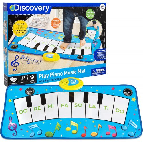  [아마존베스트]Discovery Kids Play Piano Keyboard Music Mat w/ Built-in Children’s Songs and Memory Playback, Fold Up/Rollup Floor Mat w/ Oversized Keys for Hands, Feet, and Dancing; Interactive