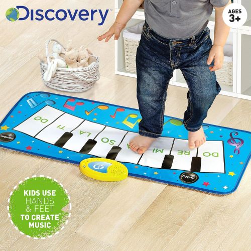  [아마존베스트]Discovery Kids Play Piano Keyboard Music Mat w/ Built-in Children’s Songs and Memory Playback, Fold Up/Rollup Floor Mat w/ Oversized Keys for Hands, Feet, and Dancing; Interactive