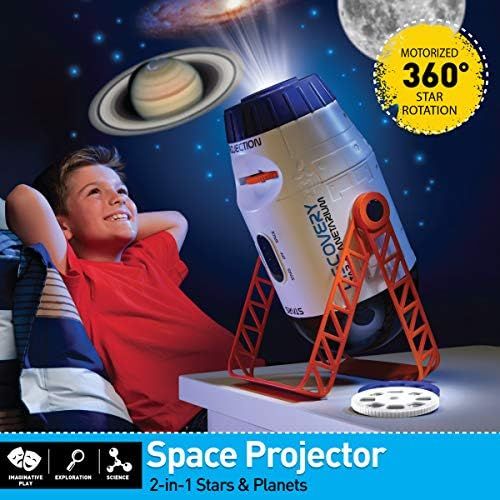  [아마존베스트]Discovery Kids Planetarium Projector for Children with Rotating Stars Night Sky Mode and Stationary Slides Mode with Planet, Constellation, Solar System, Nebula, Spaceship, and Sta