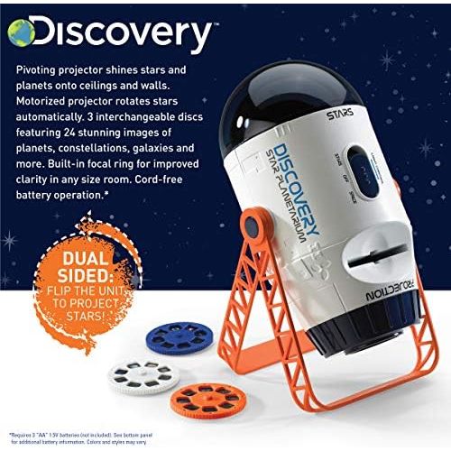  [아마존베스트]Discovery Kids Planetarium Projector for Children with Rotating Stars Night Sky Mode and Stationary Slides Mode with Planet, Constellation, Solar System, Nebula, Spaceship, and Sta