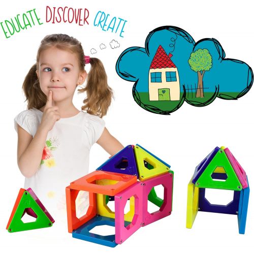 Discovery Kids 24-Piece Best Magnetic Tiles Building Blocks Kit