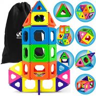 Discovery Kids 50-Piece Magnetic Building Tiles Construction Set in 6 Colors with Storage Bag