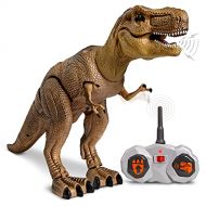 Discovery Kids Remote Control RC T Rex Dinosaur Electronic Toy Action Figure Moving & Walking Robot w/ Roaring Sounds & Chomping Mouth, Realistic Plastic Model, Boys & Girls 6 Year